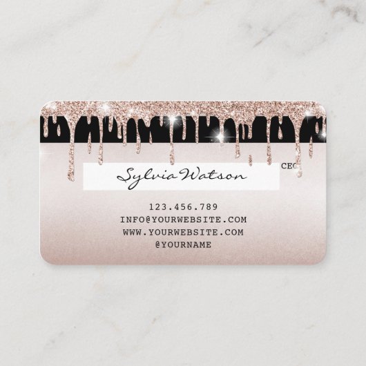 Creditcard styreen Roos Gold Long Lashes Visitekaartje (Achterkant)