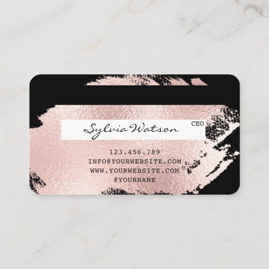 Creditcard styreen Roos Gold Splash Long Lashes Visitekaartje (Achterkant)