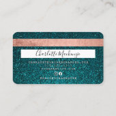 Creditcard turkooise glitter make keup hair monogr visitekaartje (Achterkant)