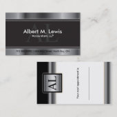 Creditcard voor boekhoudingen Silver Monogram Afsprakenkaartje (Voorkant / Achterkant)