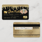 Creditcard voor Nail-technicus Gold Glitter Drivin Visitekaartje (Voorkant / Achterkant)