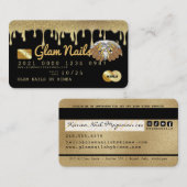 Creditcard voor Nail-technicus Gold Glitter Drivin Visitekaartje (Voorkant / Achterkant)