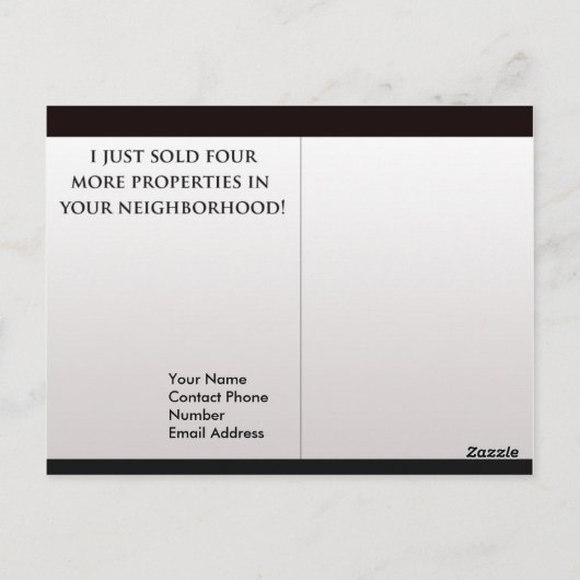 Creditcard voor verkochte objecten briefkaart (Achterkant)