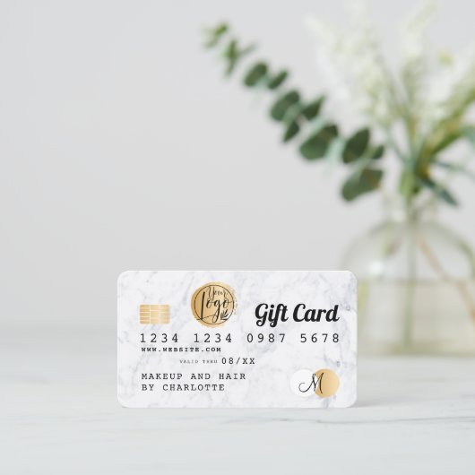 Creditcard White marmer Gold-cadeaukaart Visitekaartje (Staand voorkant)