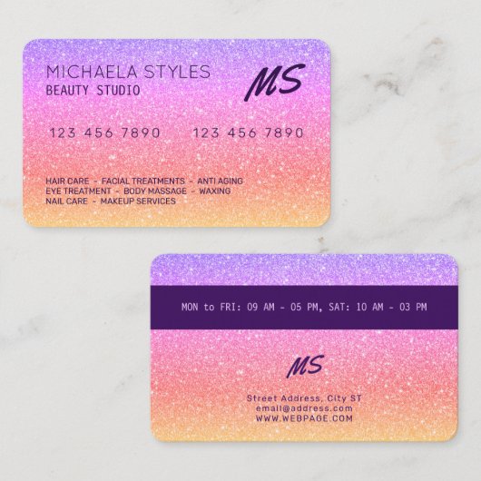 Creditcard ziet er lichtzinnig kleurrijk uit visitekaartje (Voorkant / Achterkant)