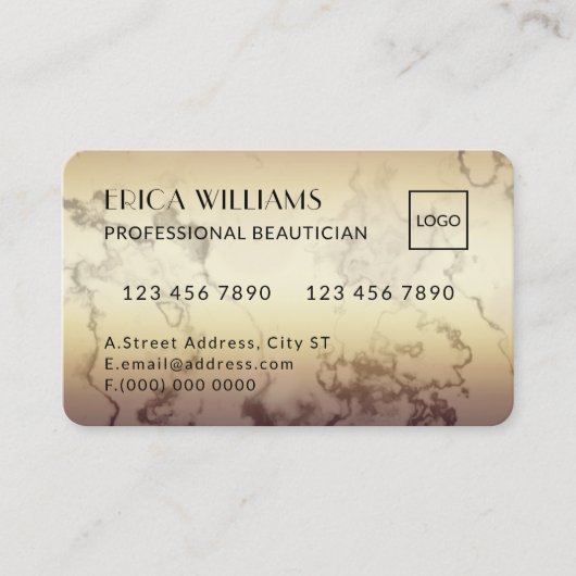 Creditcard ziet eruit als een gouden marmer visitekaartje (Voorkant)