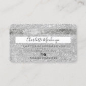 Creditcard zilveren glitter make-up haar monogram visitekaartje (Achterkant)