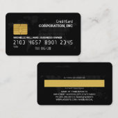 Creditcard | Zwart | Kaart van de wereld Visitekaartje (Voorkant / Achterkant)