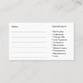 Creditcardgegevens voor advies bij bedrijven visitekaartje (Achterkant)