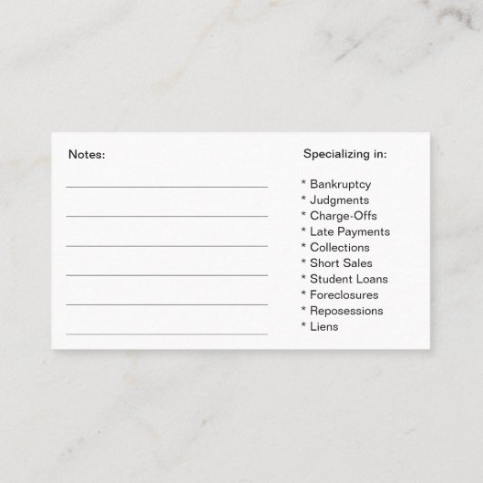 Creditcardgegevens voor advies bij bedrijven visitekaartje (Achterkant)