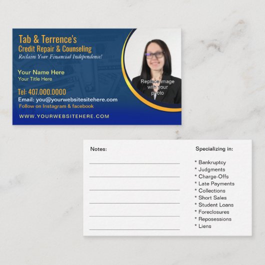 Creditcardgegevens voor advies bij bedrijven visitekaartje (Voorkant / Achterkant)