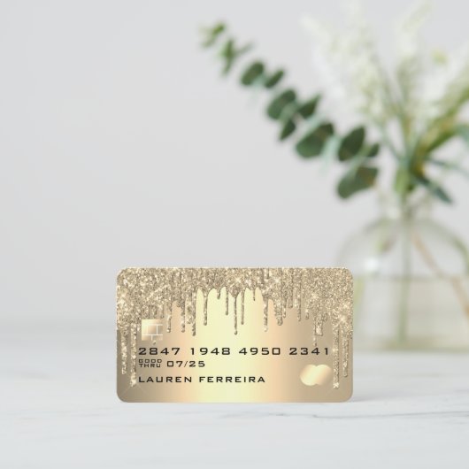 Creditcardstijl Gold Glitter Drivers Visitekaartje (Staand voorkant)