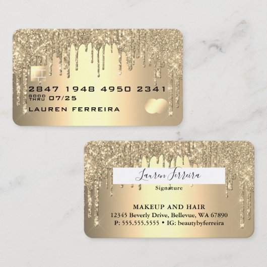 Creditcardstijl Gold Glitter Drivers Visitekaartje (Voorkant / Achterkant)