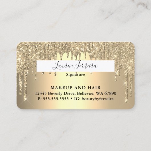 Creditcardstijl Gold Glitter Drivers Visitekaartje (Achterkant)