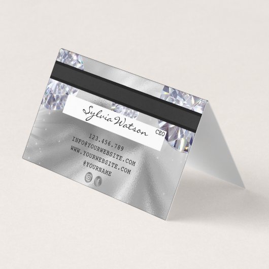 Creditcardstijl Silver Diamond Visitekaartje (Achterkant)