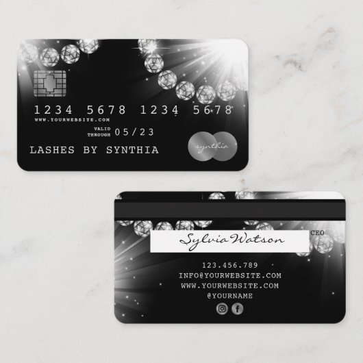 Creditcardstijl Silver Diamond Visitekaartje (Voorkant / Achterkant)