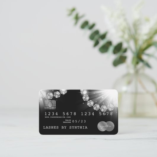 Creditcardstijl Silver Diamond Visitekaartje (Staand voorkant)