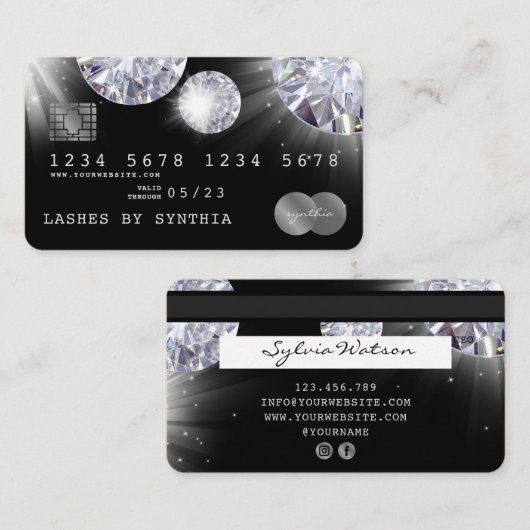 Creditcardstijl Silver Diamond Visitekaartje (Voorkant / Achterkant)