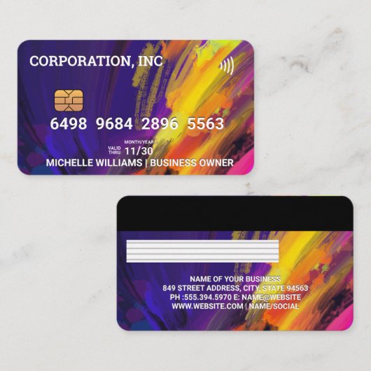 crediteren | Debit-Kaart | creatief kunstenaar Visitekaartje (Voorkant / Achterkant)