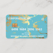 crediteren | Kaart debiteren | Blauw Goud Marmer Visitekaartje (Voorkant)