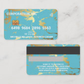 crediteren | Kaart debiteren | Blauw Goud Marmer Visitekaartje (Voorkant / Achterkant)