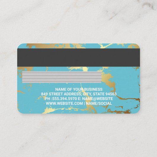 crediteren | Kaart debiteren | Blauw Goud Marmer Visitekaartje (Achterkant)