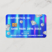 crediteren | Kaart debiteren | Blauw metaal | Diam Visitekaartje (Voorkant)