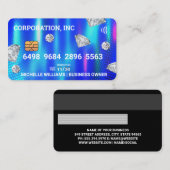 crediteren | Kaart debiteren | Blauw metaal | Diam Visitekaartje (Voorkant / Achterkant)