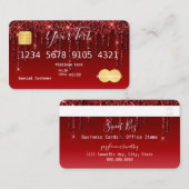 Creditering Burgundy Red Glitter Visitekaartje (Voorkant / Achterkant)