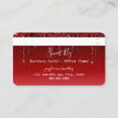 Creditering Burgundy Red Glitter Visitekaartje (Achterkant)