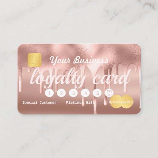 Creditering roos Gold Paint Drip Visitekaartje (Voorkant)