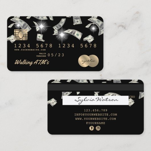 Crediteringsgeld van de Kaart dat in geldautomaten Visitekaartje (Voorkant / Achterkant)