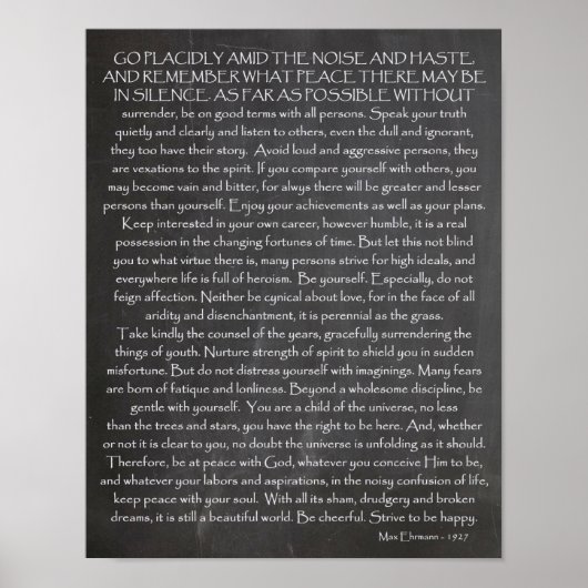 Credo for Life | Gewenste dingen | Desiderata Poster (Voorkant)