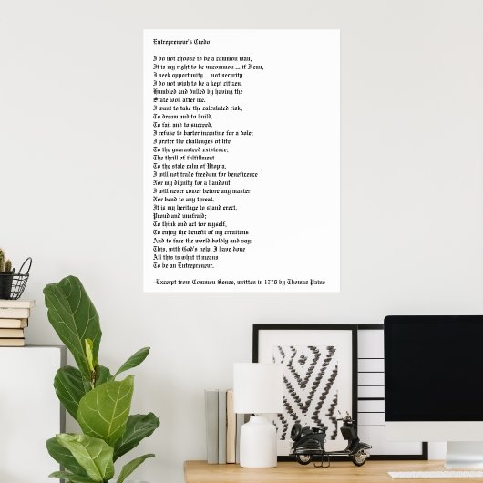 Credo van de ondernemer poster (Thuiskantoor)