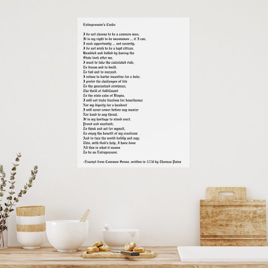 Credo van de ondernemer poster (Keuken)