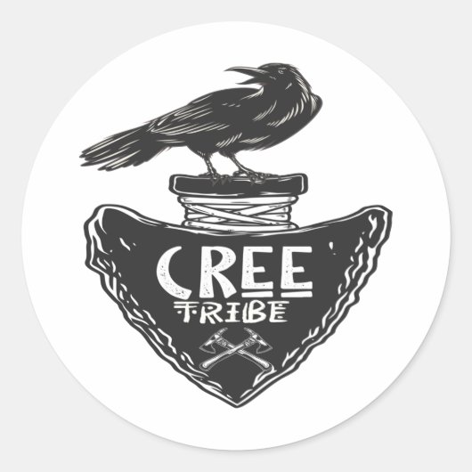 Cree tribe - Native American Raven Spirit Ronde Sticker (Voorkant)
