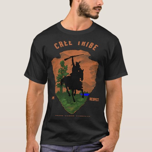 Cree Tribe Native Amerikaanse Indiaanse Arrow Re T-shirt (Voorkant)