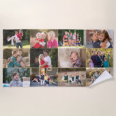 Creëer 12 Foto Collage Familie Kinder Monogrammed Strandlaken (Voorkant)