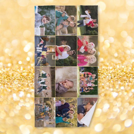 Creëer 12 Foto Collage Familie Kinder Monogrammed Strandlaken