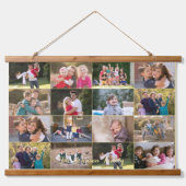 Creëer 16 Foto Collage Familie Baby Monogrammed Hangend Wandkleed (Voorkant)