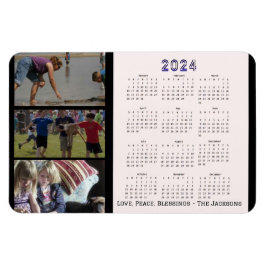 Creëer 2024 Nieuwjaar Familiefoto's Kalender Magneet