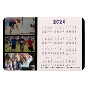 Creëer 2024 Nieuwjaar Familiefoto's Kalender Magneet