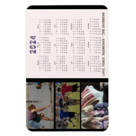 Creëer 2024 Nieuwjaar Familiefoto's Kalender Magneet
