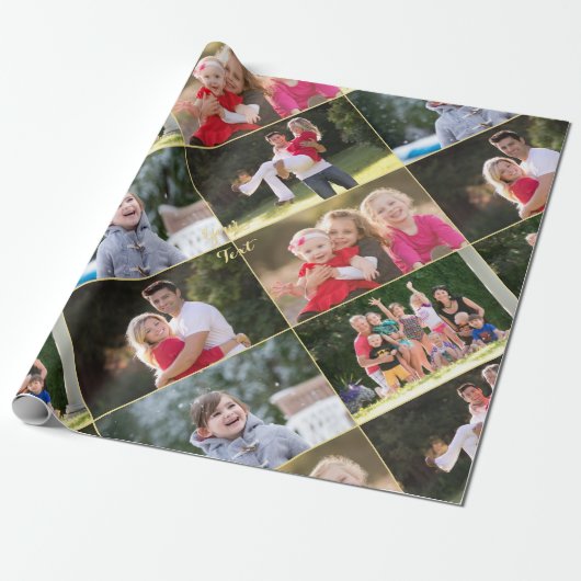 Creëer 5 Fotocollage Verjaardag Kerstbruiloft Cadeaupapier (Uitgerold)