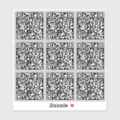 Creëer 9 scannbare QR-codes direct zwart wit Sticker (Vel)