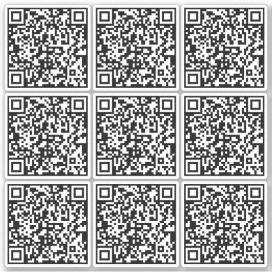 Creëer 9 scannbare QR-codes direct zwart wit Sticker (Voorkant)