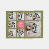 Creëer a 8 Foto Collage Heart — groen roze Fleece Deken (Voorkant (Horizontaal))