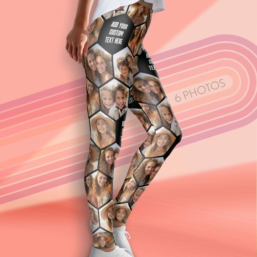 Creëer a Custom 6 Photo Collage Honeycomb - tekst Leggings