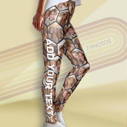 Creëer a Custom 7 Photo Collage Honeycomb Hexagon Leggings