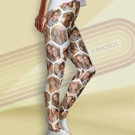 Creëer a Custom 7 Photo Collage Honeycomb Hexagon Leggings